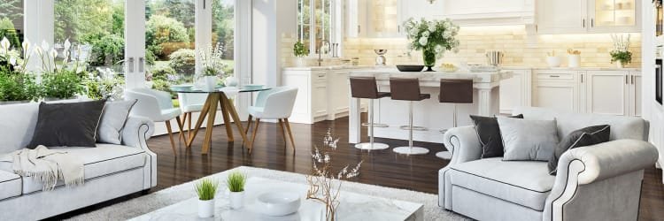 hardwood flooring in kitchen living room combo