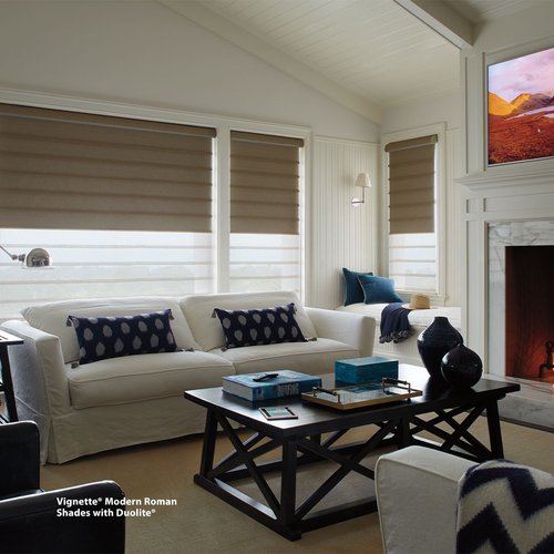 Vignette Living Room Window Coverings in IL from Vonderheide Floor Covering