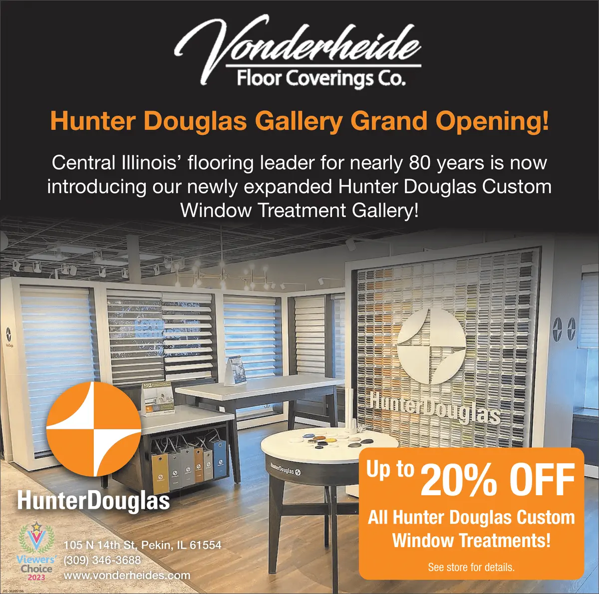 Hunter Douglas Gallery Grand Opening at Vonderheide Floor Coverings in Pekin In