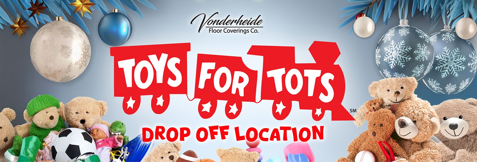 Vonderheide Floor Coverings is a certified Toys 4 Tots drop off location this holiday season!