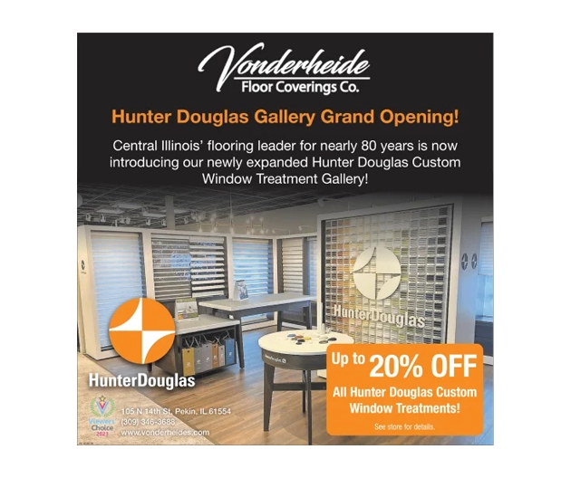 Hunter Douglas window treatments from Vonderheide Floor Covering in Pekin, IL