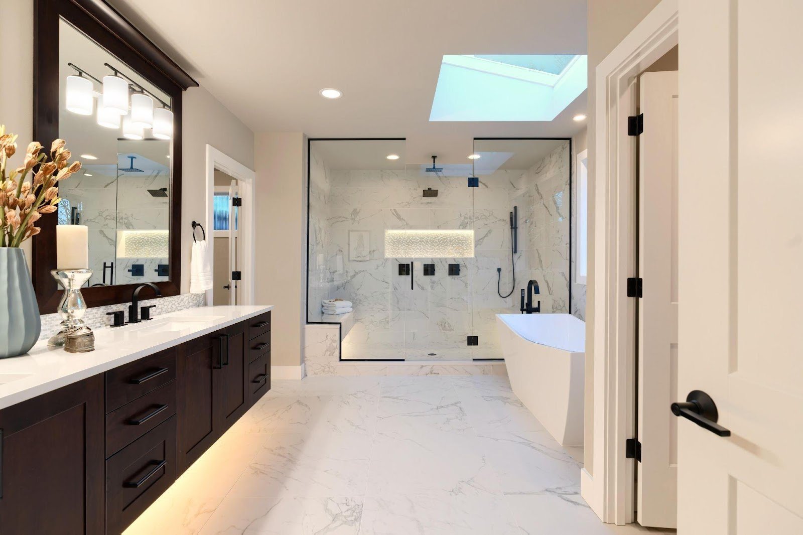 BATHROOM WITH TILE FLOORING