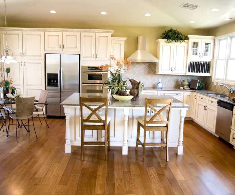 hardwood flooring in a traditional style kitchen